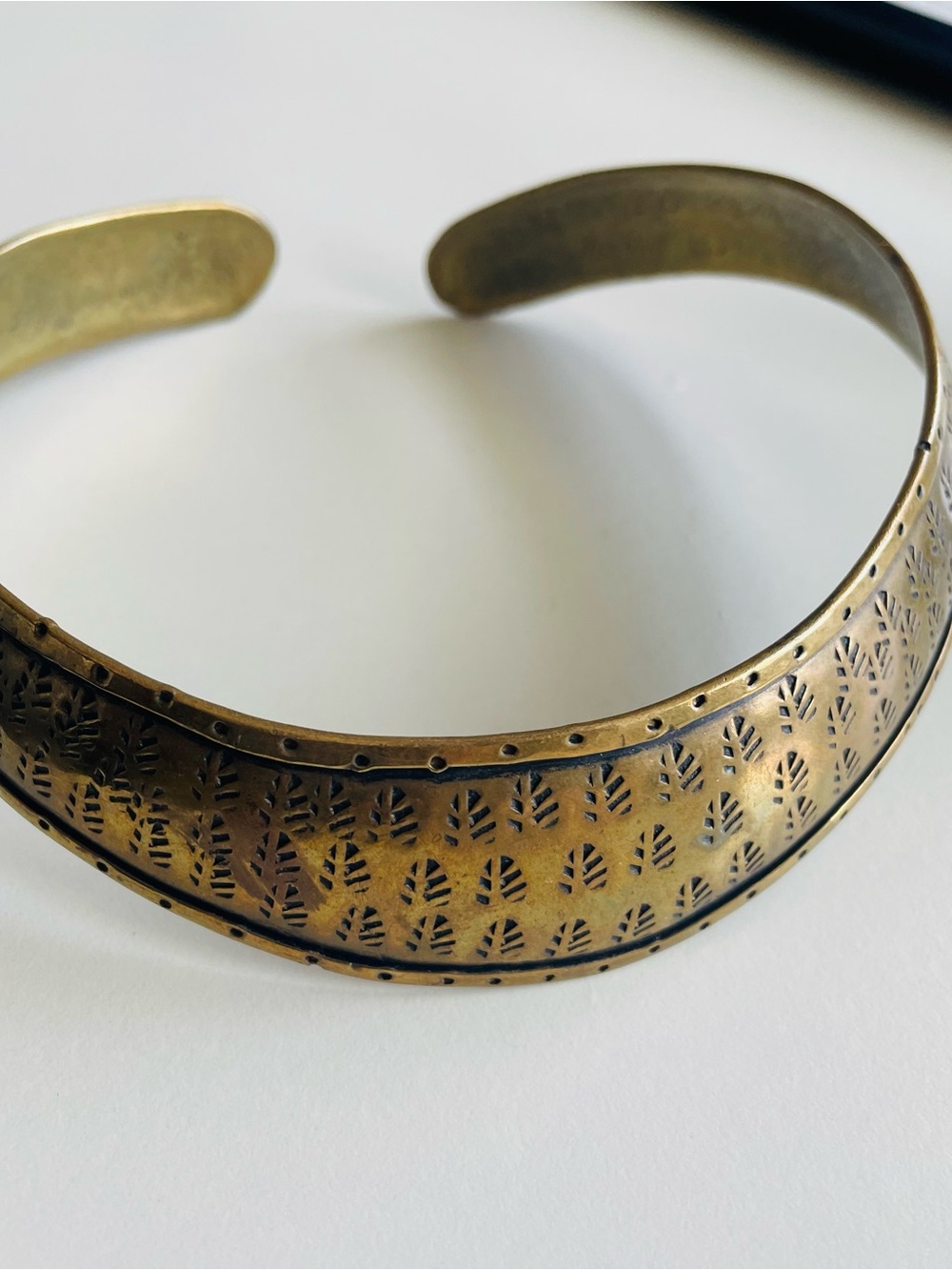 Vintage Stamped Brass Rigid Collar Necklace
